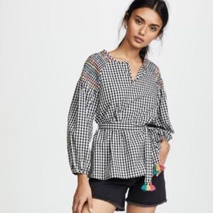 Madewell Smocked Gingham Top